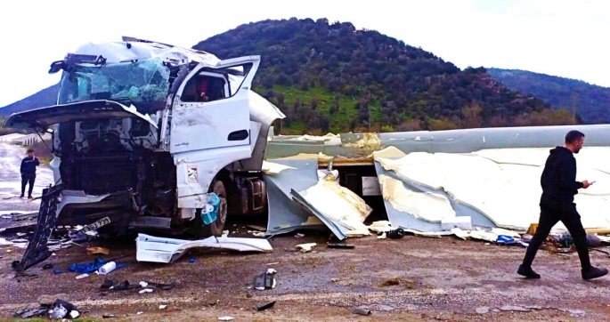 Balık yüklü TIR kaza yaptı, tonlarca balık yola saçıldı