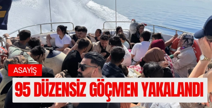 Bodrum açıklarında 95 düzensiz göçmen yakalandı.