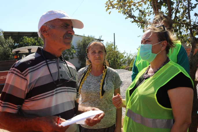 Bodrum Belediyesi hasar tespit komisyonu yangın bölgesinde