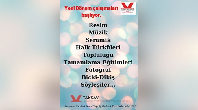 TAKSAV Bodrum'da atölyeler ve söyleşilerle kış dönemi başlıyor