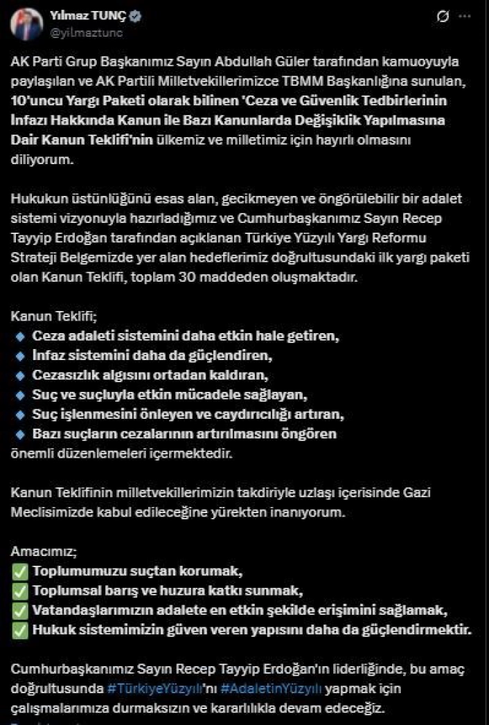 Bakan Tunç: 