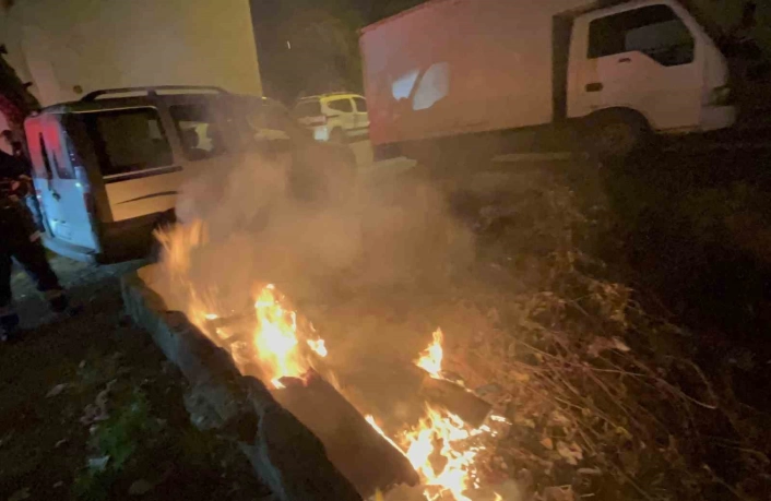 Çorluda çalılık yangını
