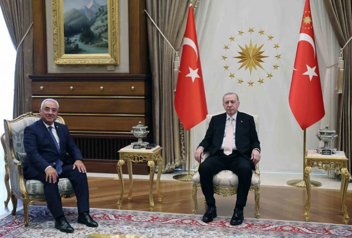 Cumhurbaşkanı Erdoğan, DSP Genel Başkanı Aksakalı kabul etti
