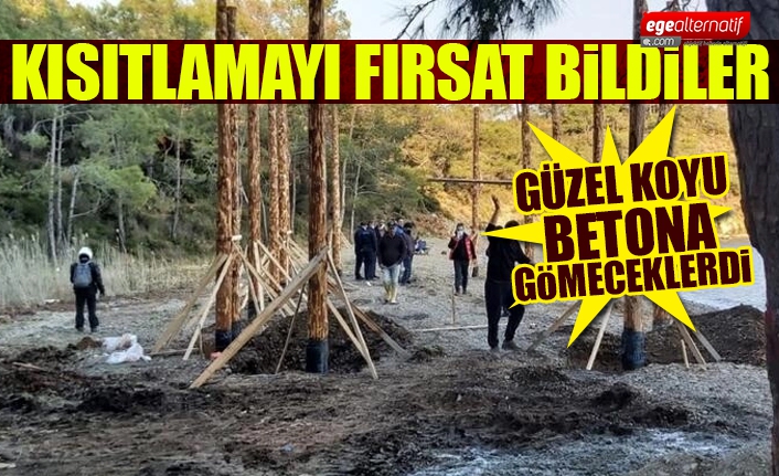 Dünyaca ünlü koyda 'kaçak inşaat' çalışması yaptılar