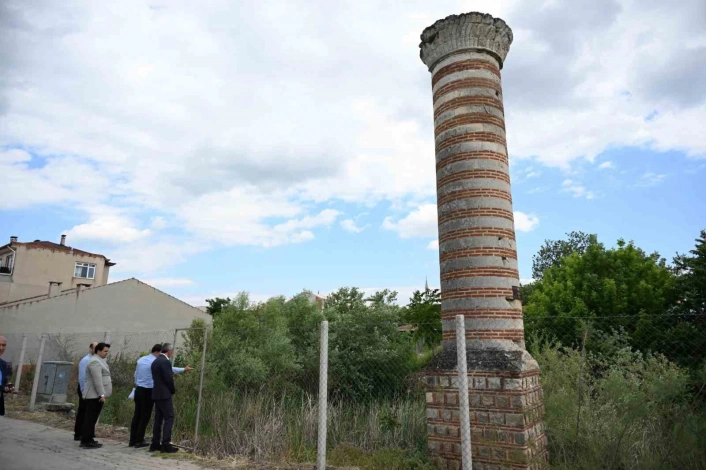 Edirnede sadece yıkık minaresi kalan Zincirlikuyu Camii için ihya çalışmaları başladı
