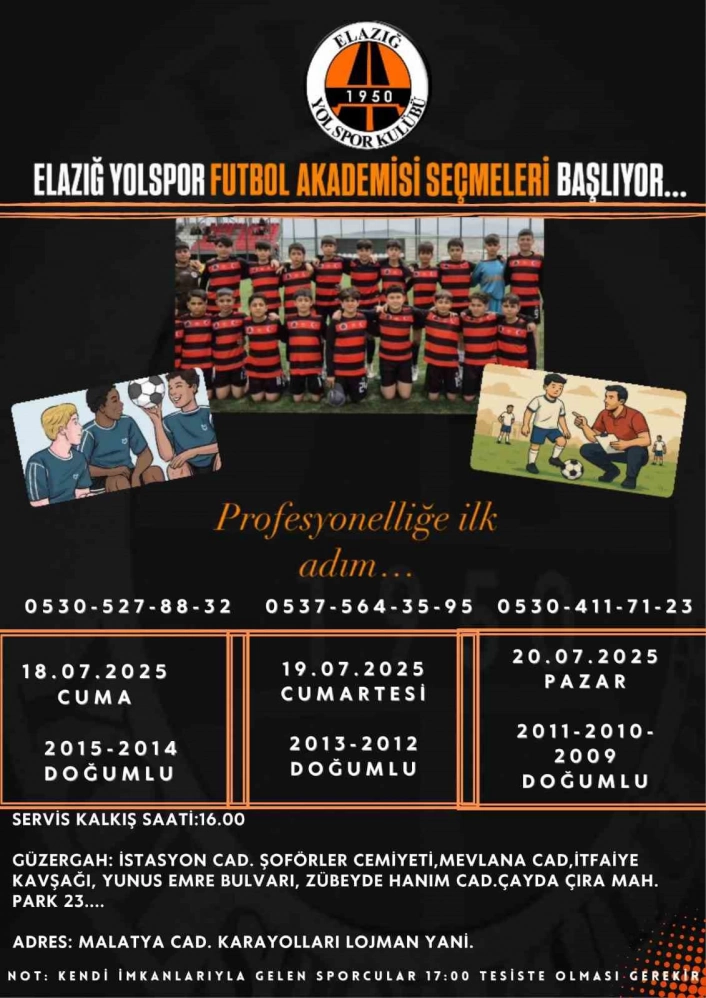 Elazığ Yolspor futbolcu seçmeleri yapacak
