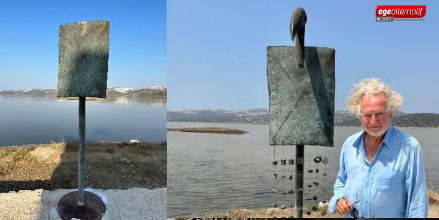 festivalde çalınan bronz kuş heykelinin başı gölde bulundu