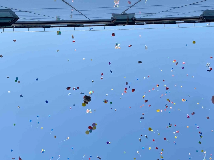 İzmirde binlerce balon 6 yaşındaki Erhan ve arkadaşları için uçuruldu
