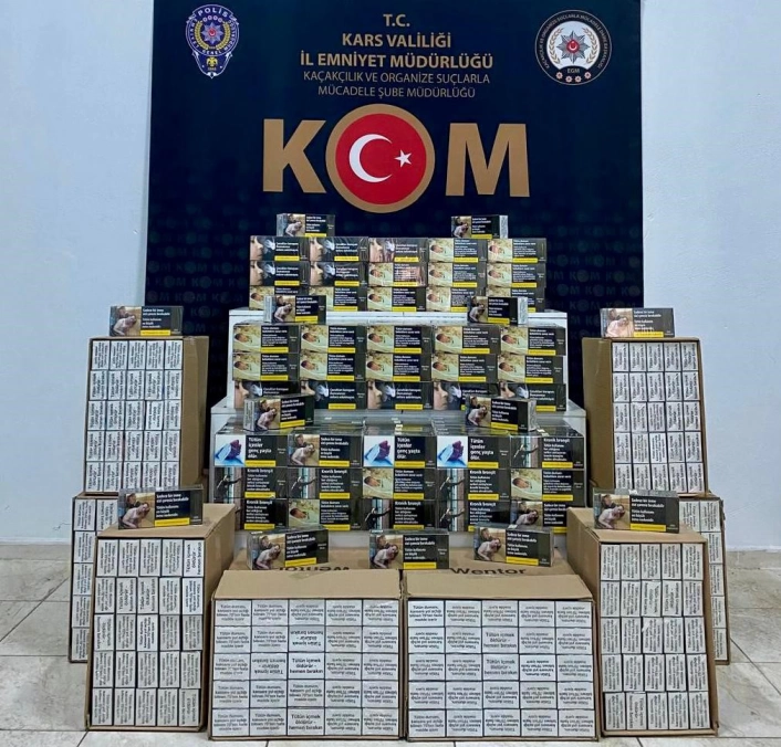 Karsta 130 bin boş makaron ele geçirildi
