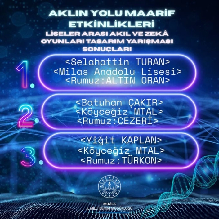 Köyceğiz'den Akıl Oyunları Yarışmasında Derece
