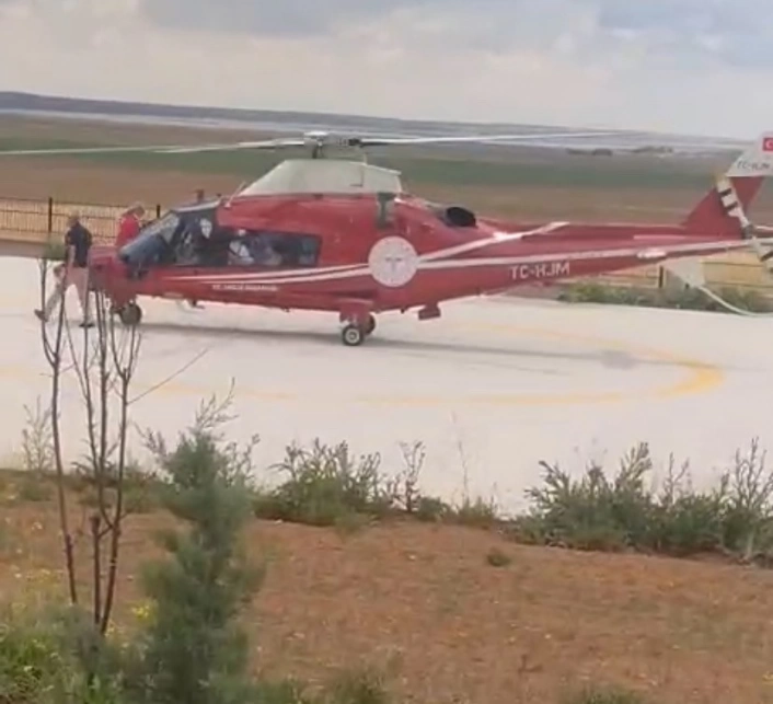 Kuluda kalp krizi geçiren hasta için helikopter ambulans havalandı
