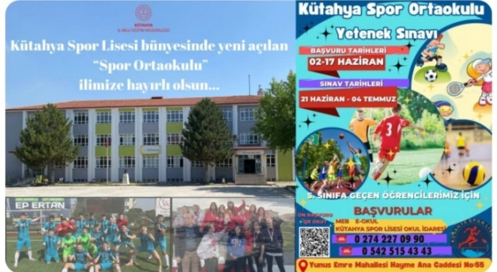 Kütahyaya da spor ortaokulu açılıyor

