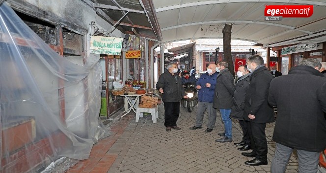 Menteşe Belediyesi'nden yangında zarar gören işyerlerine destek