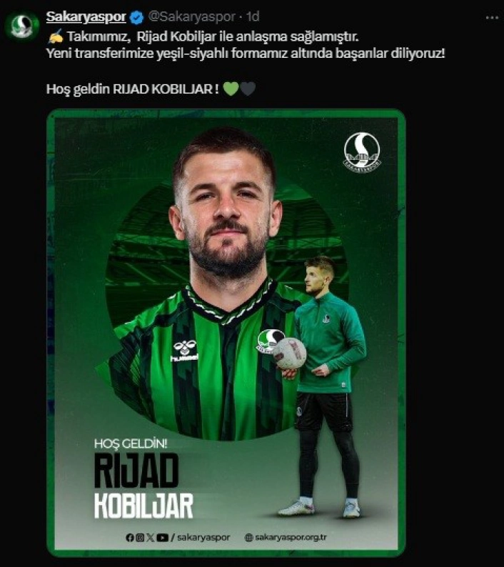 Sakaryaspor Rijad Kobiljaru kadrosuna kattı
