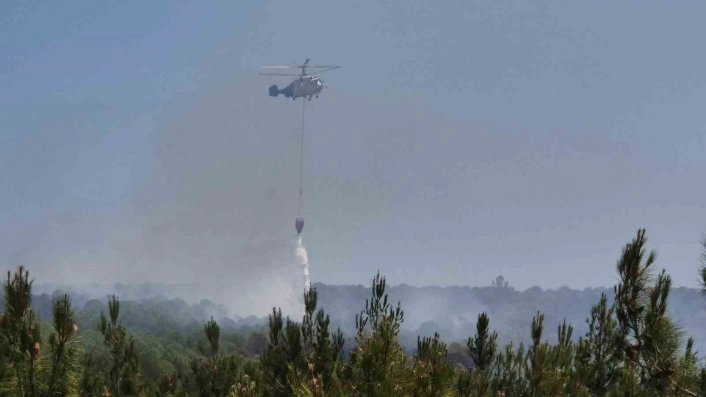 Şarköyde orman yangınına helikopterle müdahale sürüyor
