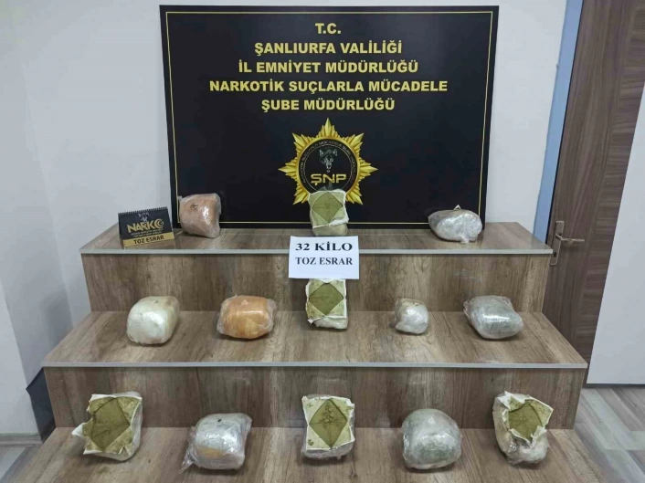 Siverekte 32 kilo esrar ele geçirildi
