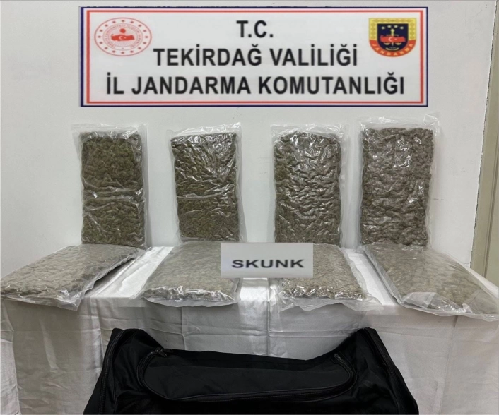 Tekirdağda otoyol gişelerinde 12 kilogram skunk ele geçirildi
