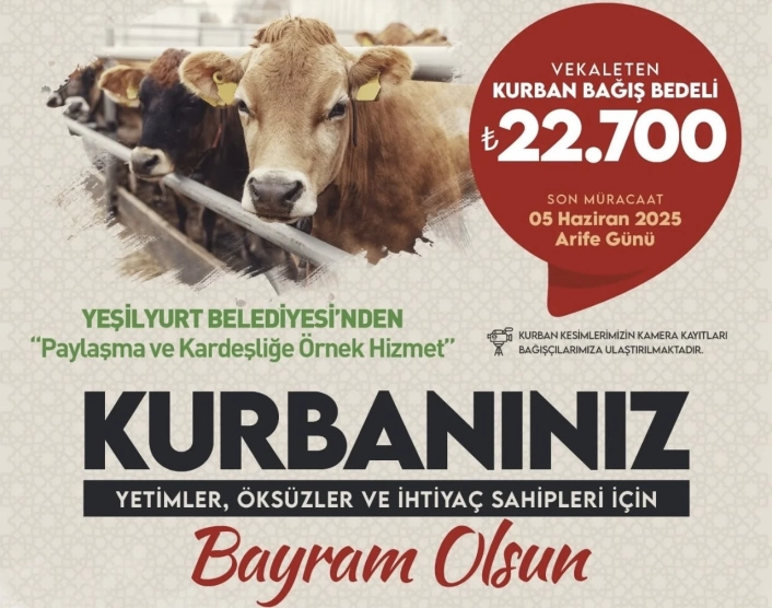 Yeşilyurt Belediyesi  Kurban Bağışı kampanyasında yarın son gün
